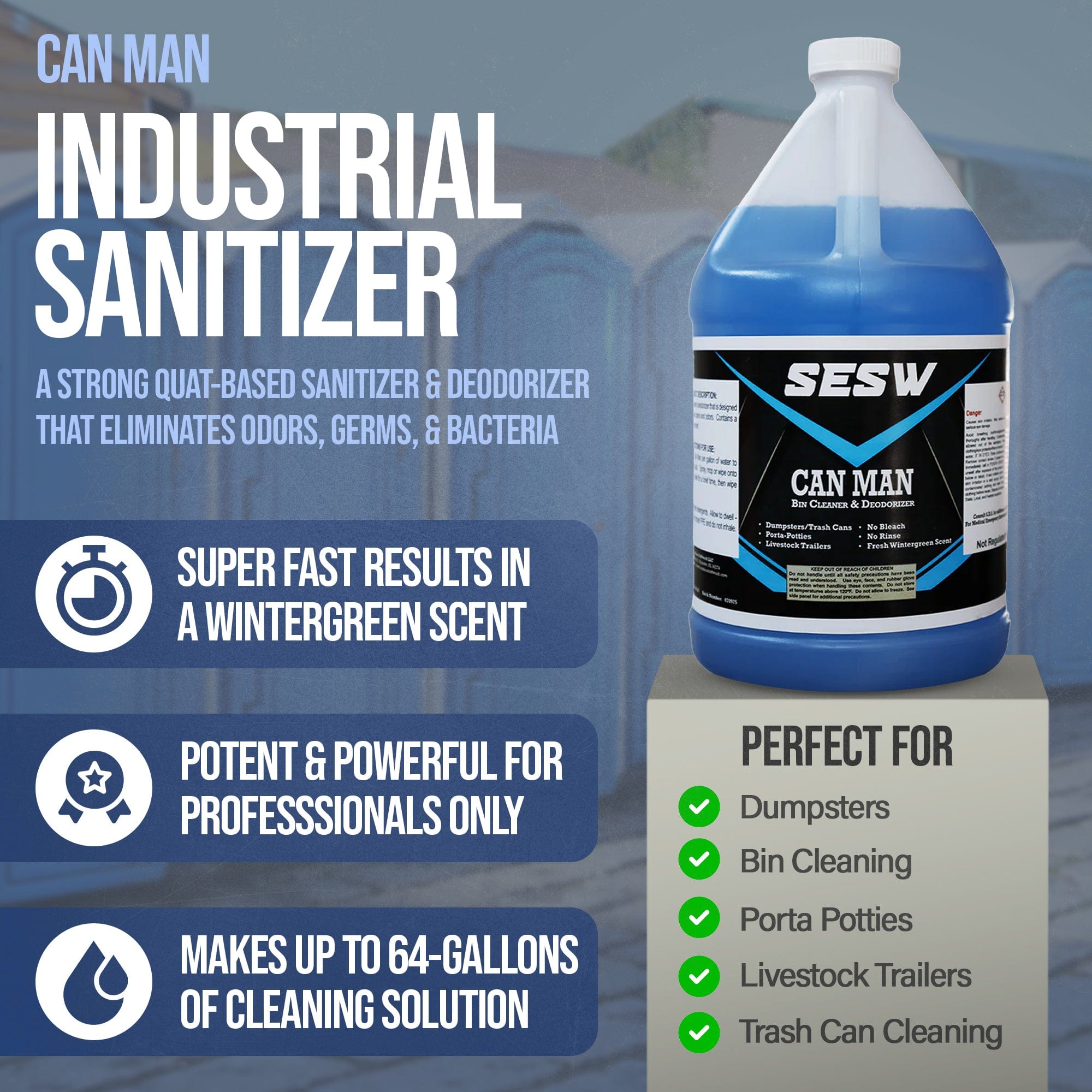 Southeast Softwash Can Man - Bin Sanitizer & Deodorizer Super Concentrate - Quart Size
