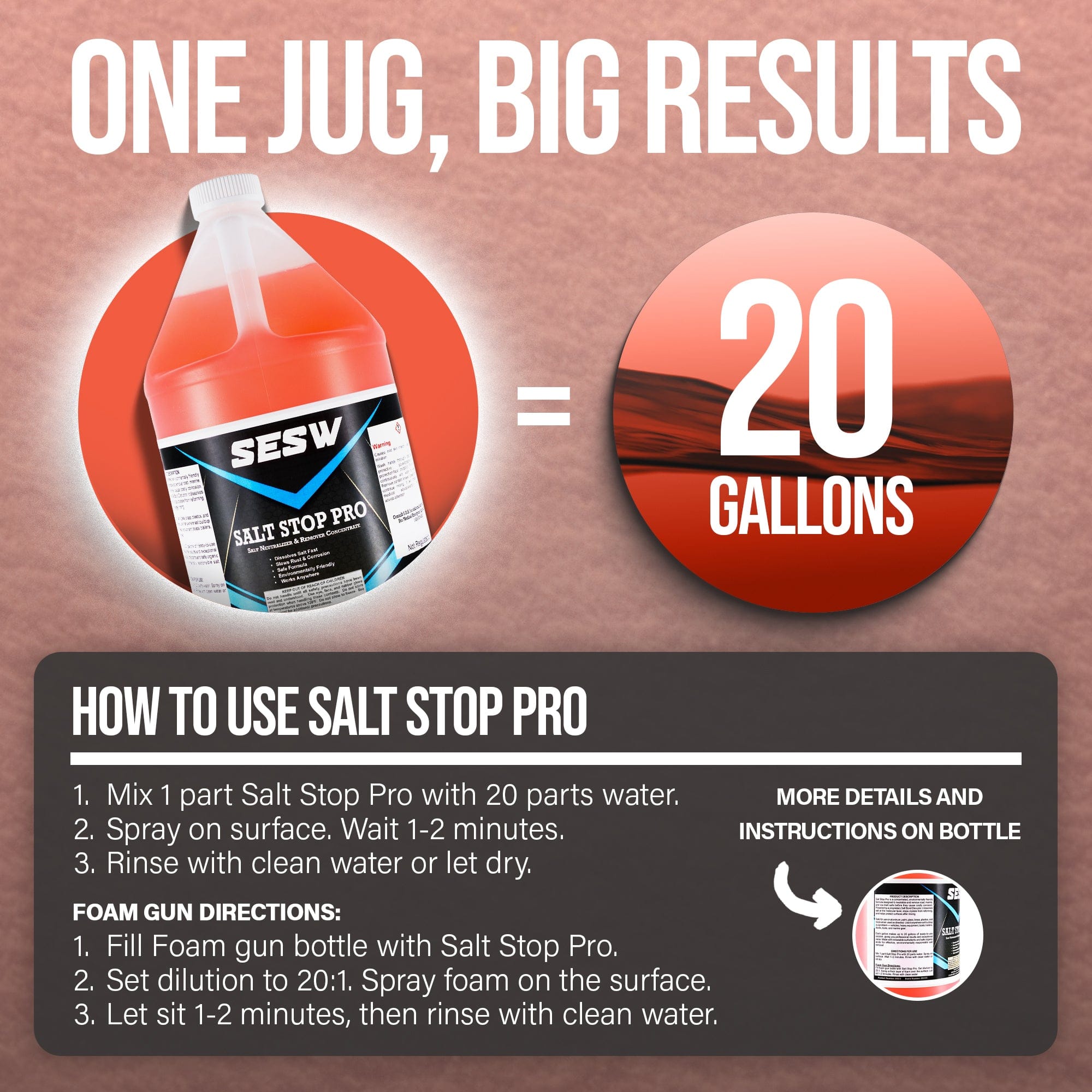 Southeast Softwash Salt Stop Pro – Best Road Salt Neutralizer & Remover for Vehicles, Equipment, Boats, and More – Safe & Eco-Friendly Concentrate