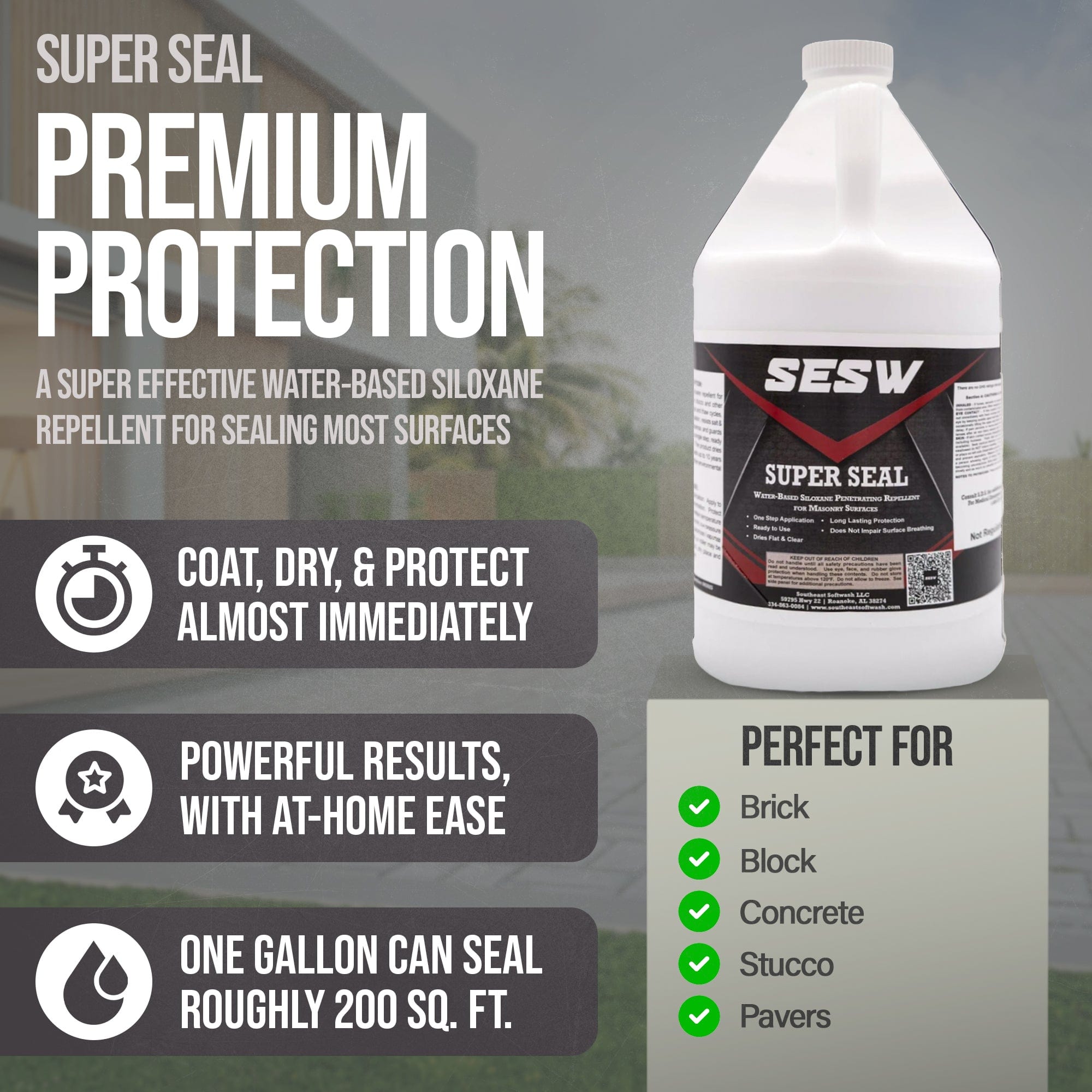 Southeast Softwash Super Seal Water-Based Siloxane Concrete Sealer